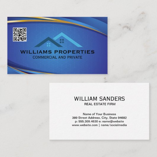 実在不動産ロゴ | 屋根のトップロゴ | QRコード 名刺 (正面/裏面)