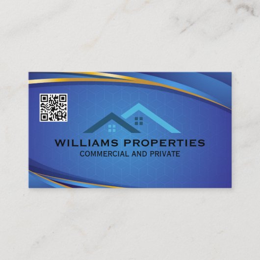 実在不動産ロゴ | 屋根のトップロゴ | QRコード 名刺 (正面)