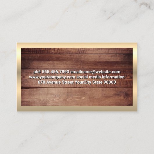 実在不動産ロゴ | 木材素朴金ゴールド金属 名刺 (裏面)