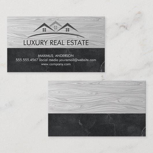 実在不動産ロゴ | 木目 | 大理石 名刺 (正面/裏面)