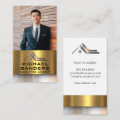 実在不動産ロゴ |金ゴールド銀メタリック 名刺 (正面/裏面)