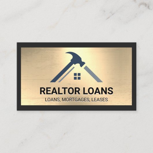 実在不動産ロゴ |金属の背景 名刺 (正面)