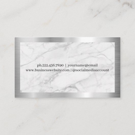 実在不動産ロゴ | 金属フレーム | 大理石 名刺 (裏面)