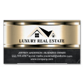 実在不動産ロゴ |金属製の金ゴールド大理石 マグネット名刺 (正面)