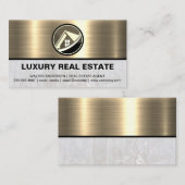 実在不動産ロゴ |金属製の金ゴールド大理石 名刺 (正面/裏面)