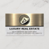 実在不動産ロゴ |金属製の金ゴールド大理石 名刺 (正面)