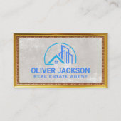 実在不動産ロゴ |高級金ゴールドフレーム 名刺 (正面)