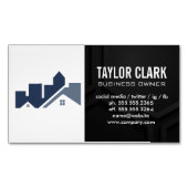 実在不動産ロゴ | 黒の背景 マグネット名刺 (正面)