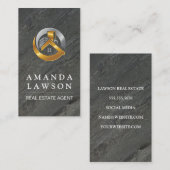 実在不動産ロゴ | 黒大理石 予約カード (正面/裏面)