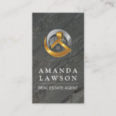 実在不動産ロゴ | 黒大理石 予約カード (正面)