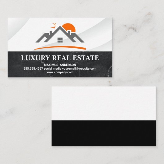 実在不動産ロゴ | 黒大理石 名刺 (正面/裏面)