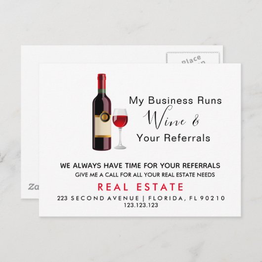 実在不動産ワイン紹介 案内ポストカード (正面/裏面)