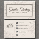 実在不動産代理中性アイボリーフローラエレガント 名刺