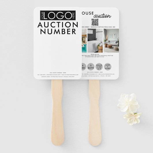 実在不動産代理店入札オークションパドル ハンドファン (正面&裏面)
