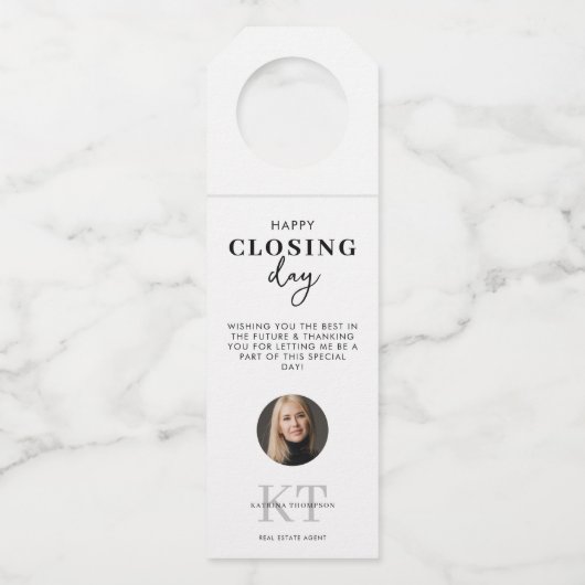 実在不動産代理店幸せ締切日の贈答品 ボトルネックタグ (正面)