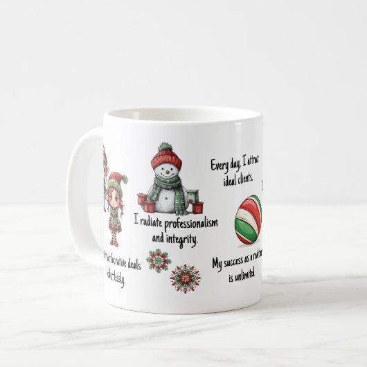 実在不動産代理店肯定クリスマス コーヒーマグカップ (正面左)