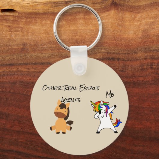 実在不動産代行者贈与馬ダビングユニコーン キーホルダー (正面)
