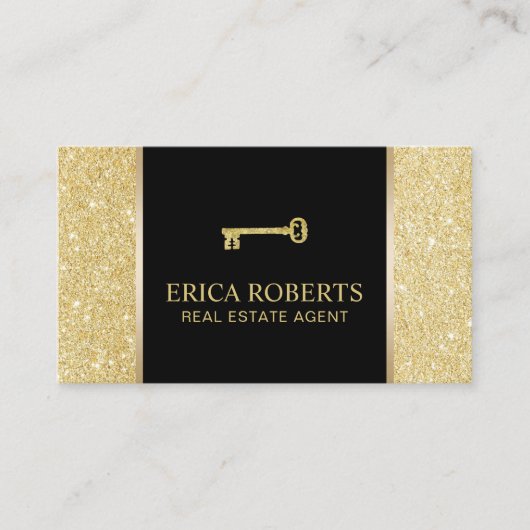 実在不動産仲介業者モダン金ゴールド 名刺 (正面)