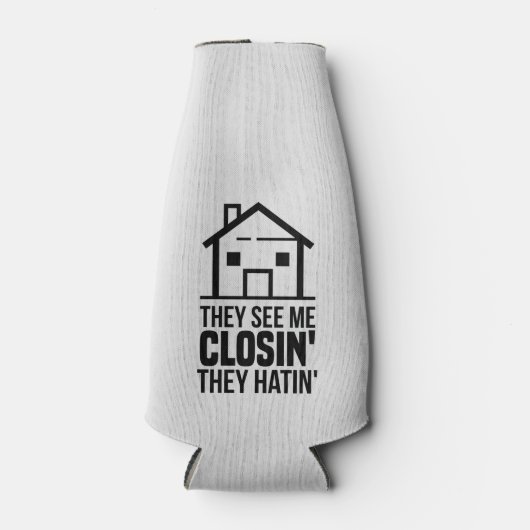 実在不動産会社が私を閉じる追加ロゴを表示 ボトルクーラー (正面)