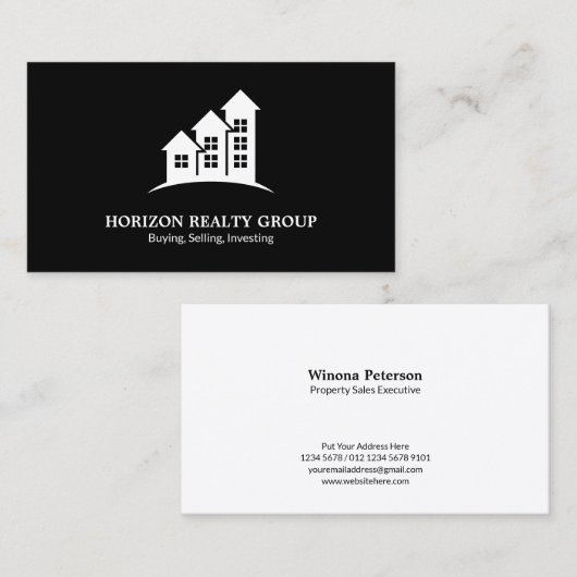 実在不動産名刺の上向き矢印(黒) 名刺 (正面/裏面)