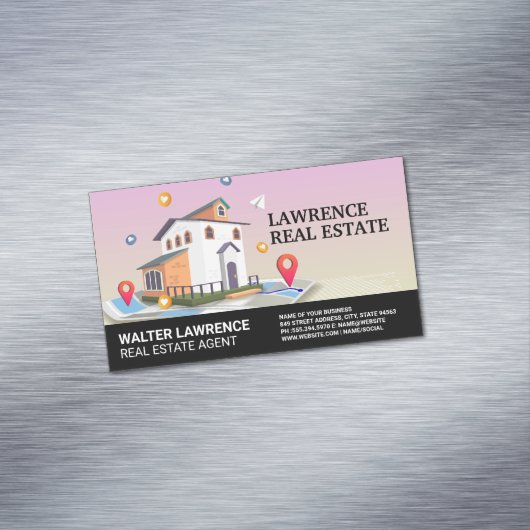 実在不動産建物マップとアイコン マグネット名刺 (インサイチュ)