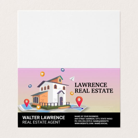 実在不動産建物マップとアイコン 名刺 (外部フラット)