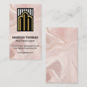実在不動産建物 |ピンクの大理石 名刺 (正面/裏面)