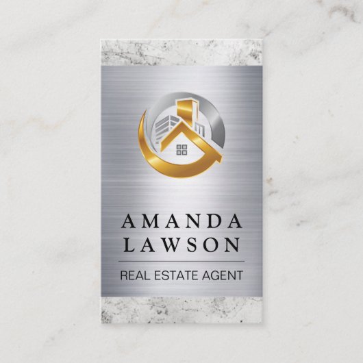 実在不動産建物 | 大理石メタル 予約カード (正面)