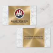 実在不動産建物 |金属金ゴールド |大理石 名刺 (正面/裏面)