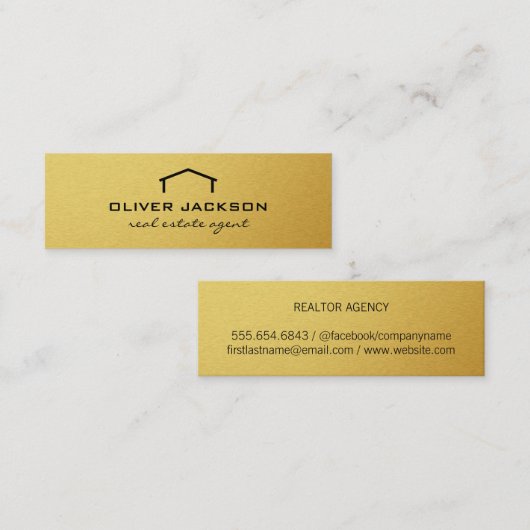 実在不動産業者金ゴールドエリート スキニー名刺 (正面/裏面)
