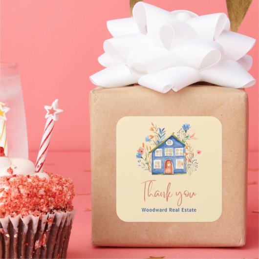 実在不動産 |ウオーターカラーハウス花 スクエアシール (パーティー)