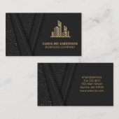 実在不動産 | ブラックラグジュアリー金ゴールド 名刺 (正面/裏面)