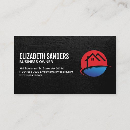 実在不動産 |ブラック・レザー・エグゼクティブ 名刺 (裏面)