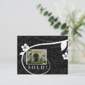 実在不動産/不動産仲介業者はがきカスタマイズ可能な黒 ポストカード (スタンド正面)
