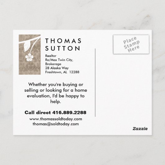 実在不動産/不動産仲介業者はがきカスタマイズ可能ベージュ ポストカード (裏面)