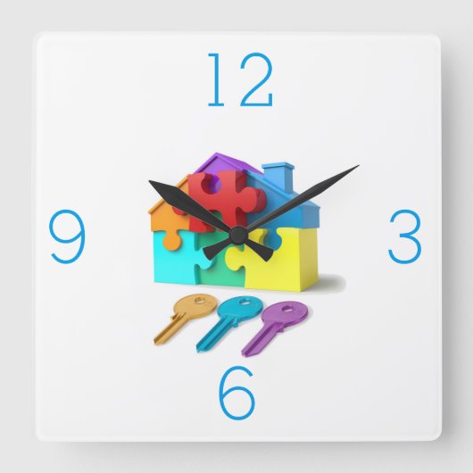 実在不動産，不動産仲介業者，不動産屋，ニューホーム スクエア壁時計 (正面)