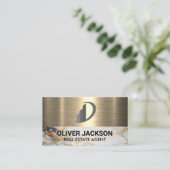 実在不動産 |大理石金ゴールド |メタリック 名刺 (スタンド正面)