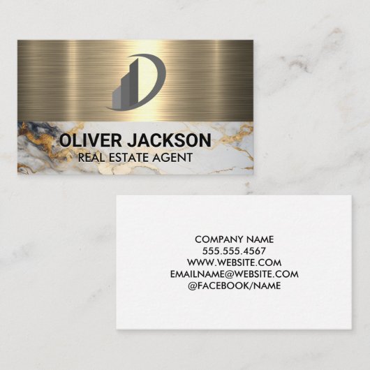 実在不動産 |大理石金ゴールド |メタリック 名刺 (正面/裏面)