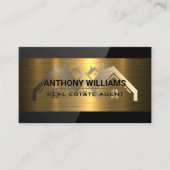 実在不動産 | 金ゴールド金属 | 光沢 名刺 (正面)