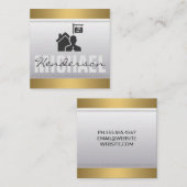 実在不動産 |金属金ゴールドトリム |ステッチ スクエア名刺 (正面/裏面)