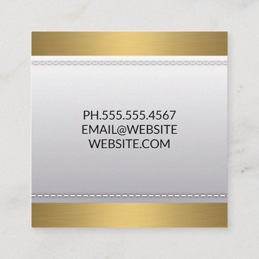 実在不動産 |金属金ゴールドトリム |ステッチ スクエア名刺 (裏面)