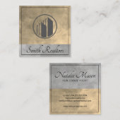 実在代理人 |セピア灰色のカラーブロック |ルクス スクエア名刺 (正面/裏面)