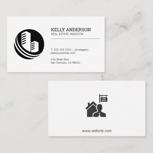 実在代理人 |プロパティ建物アイコン 名刺 (正面/裏面)