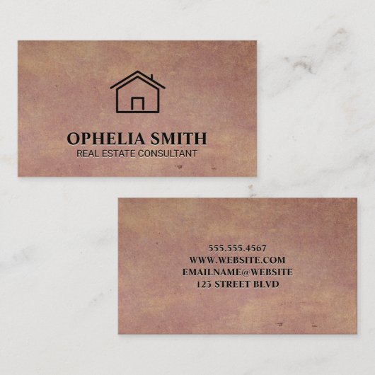 実在代理人 |ホームアイコン |ヴィンテージ背景 名刺 (正面/裏面)