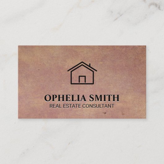実在代理人 |ホームアイコン |ヴィンテージ背景 名刺 (正面)