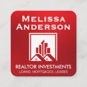 実在代理人 | ホームセラー | 赤ストライプ色 スクエア名刺 (正面)