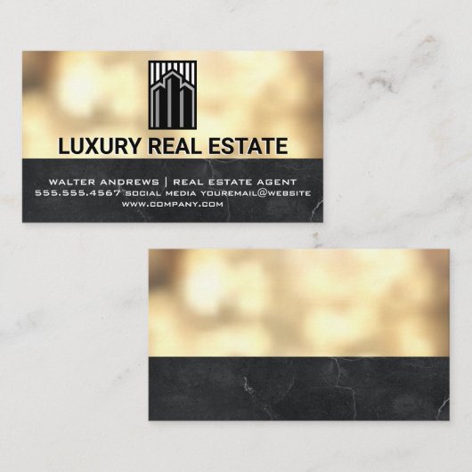 実在代理人 | メタリック金ゴールドボケ 名刺 (正面/裏面)