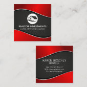 実在代理人 |メタリック（赤） |穴あきメッシュ スクエア名刺 (正面/裏面)