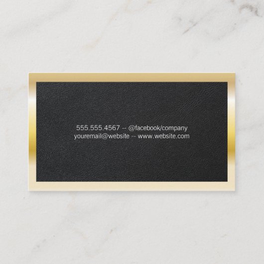 実在代理人 |レザー |金属製の金ゴールドフレーム 名刺 (裏面)