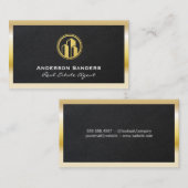 実在代理人 |レザー |金属製の金ゴールドフレーム 名刺 (正面/裏面)